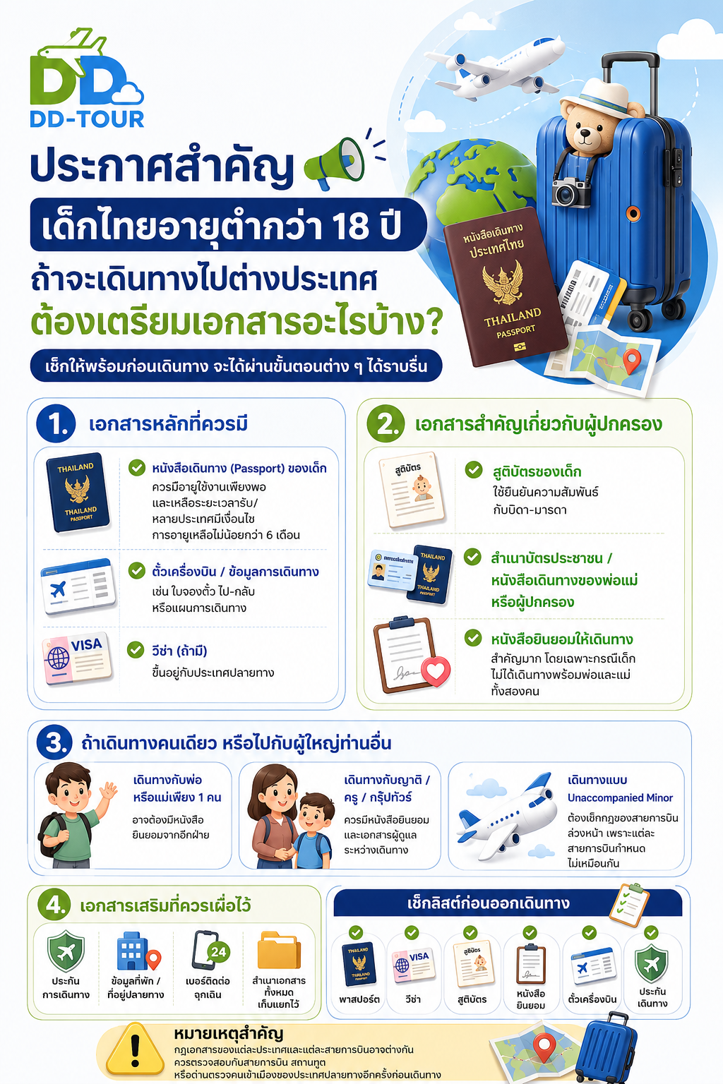 เด็กอายุต่ำกว่า 18 ปี ไปต่างประเทศต้องเตรียมอะไร? เช็กเอกสารก่อนเดินทาง