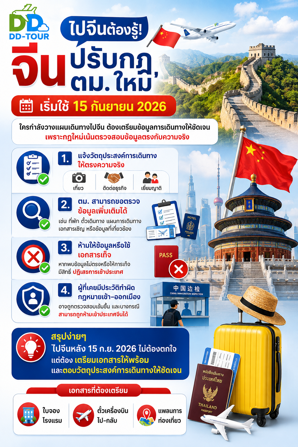 เที่ยวจีน 2026 ต้องรู้! กฎ ตม. จีนใหม่ พร้อมเอกสารที่ต้องเตรียม